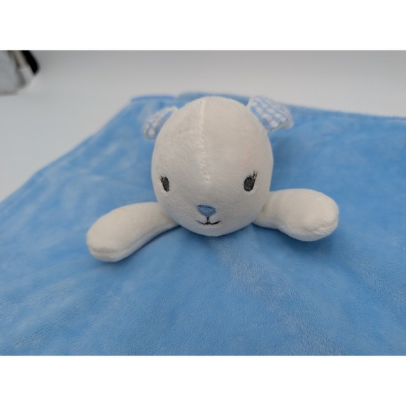 Modern Baby Rabbit Plush Rattle Blue Security Blanket - Picture 2 of 8